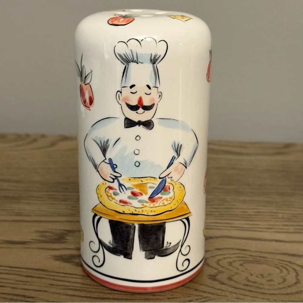 Vintage Ceramic Classic Parmesan Cheese & Hot Pepper Flake Shaker Jars